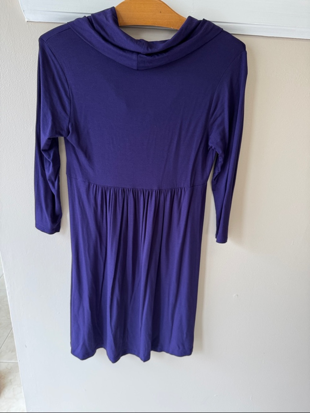 Bundle Of Three-Wrap & Fit Knit Dresses - Fuchsia, Purple, Patterned Black - Picture 6 of 11